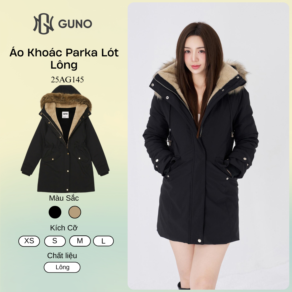Áo Khoác Parka Nam Nữ GUNO Xịn Lót Lông Cao Cấp Túi Hộp Có Mũ Siêu Ấm Thời Trang SP5 25AG145/AB148