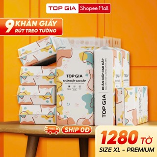 Khăn giấy rút Top Gia thùng 9 bịch thiết kế treo tường thông minh, tiện lợi, siêu dai và mềm mịn