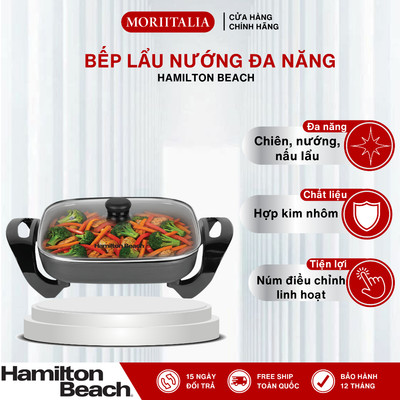 Bếp Lẩu Nướng Điện Đa Năng 3IN1 4L 1500W Hamilton Beach – Chiên, Nướng, Nấu Lẩu | 010757