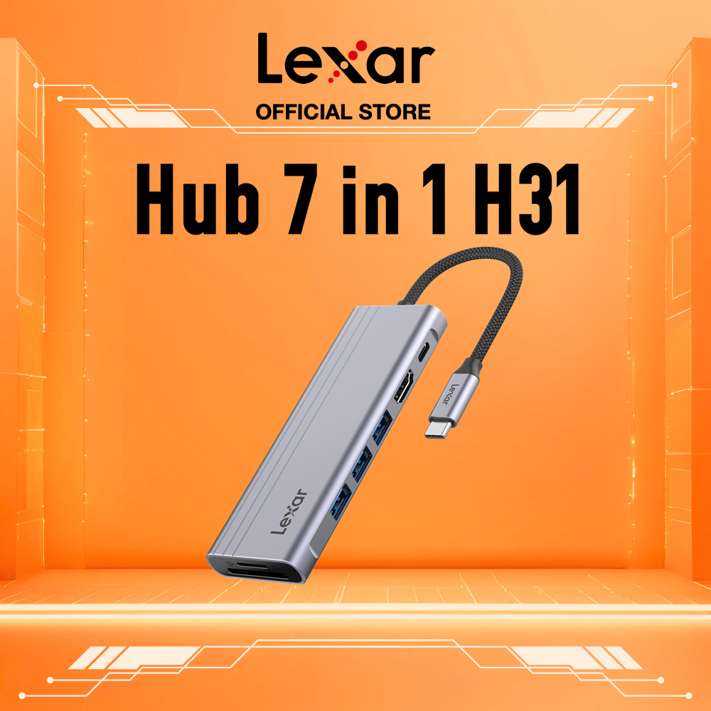 Hub Kết Nối Lexar H31 7 Cổng USB HDMI Đọc Thẻ Nhớ USB C Cho Máy Tính