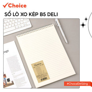   Choice  Sổ Lò Xo Kép B5 Deli LS1-2100-696 Bìa Trong 160 Trang Dạng Dọc Giấy Kẻ Ngang Caro 