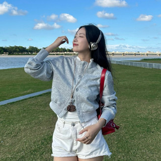 Áo Khoác Nỉ Cardigan Nữ Dáng Croptop Chi Tiết Cổ Tròn Phối Hàng Cúc Mùa Thu Đông Kimee - KA654