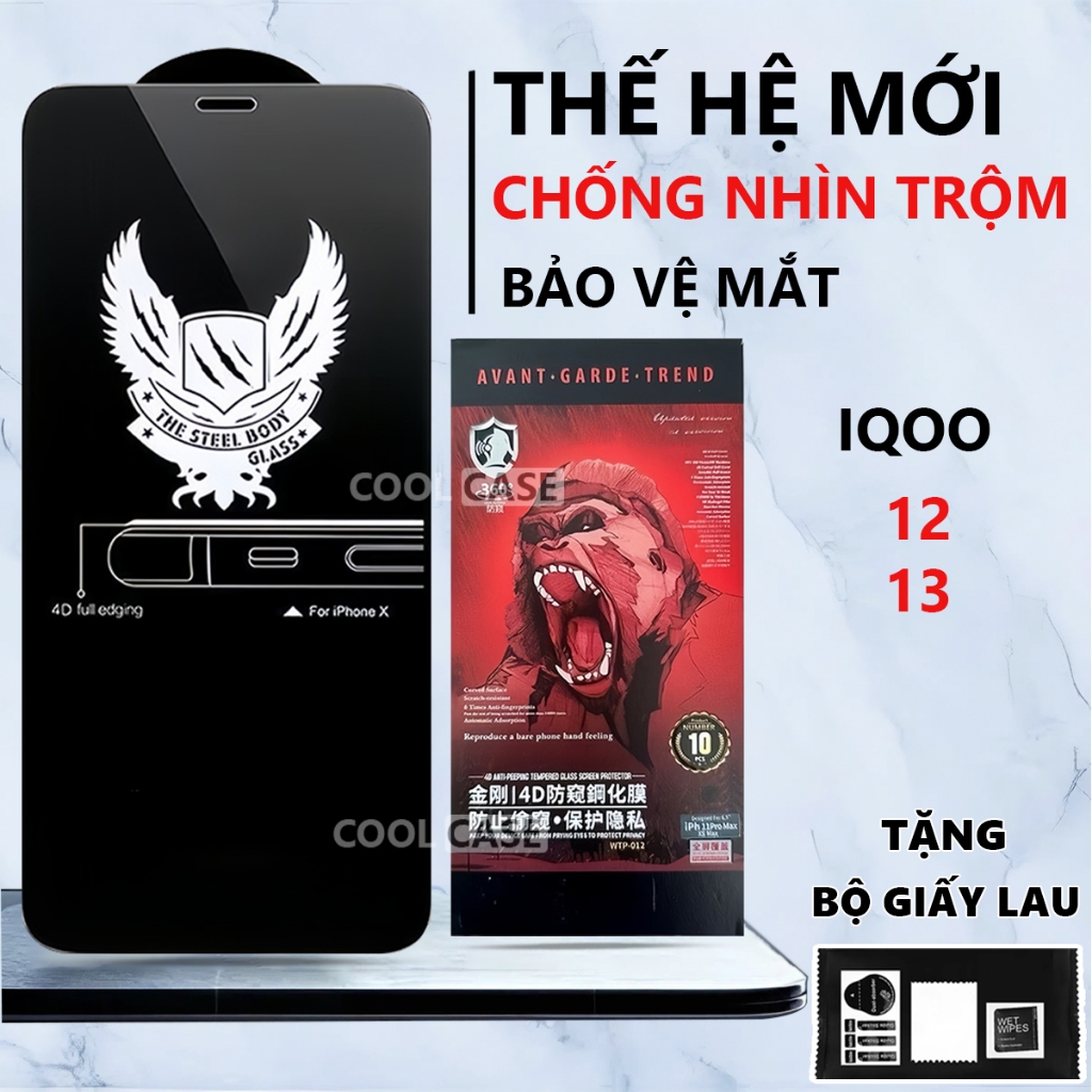 Kính cường lực chống nhìn trộm Vivo IQoo 12 /IQoo 13 chống ánh sáng xanh, bảo vệ mắt-Cool Case