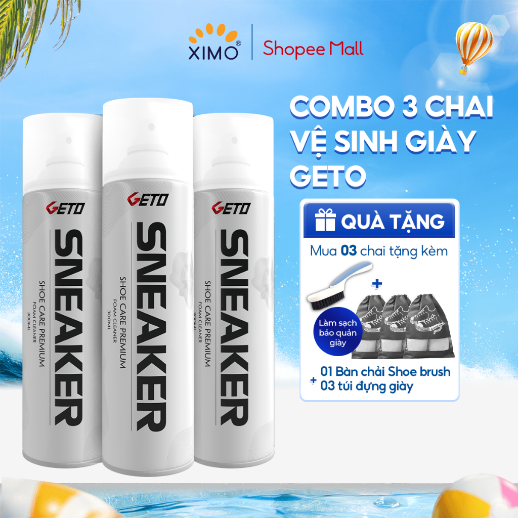 Chai xịt tạo bọt vệ sinh giày Sneaker Geto cao cấp, làm trắng giày, giặt khô giày