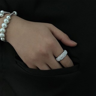 Nhẫn bạc nữ Lys TIMELESS PAVE TRIPLE-ROW RING 8120SV