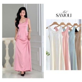  Váy Lụa Dài Nữ Cổ U SANJOLI Đầm Maxi Lụa Dáng Dài Hai Dây Sang Chảnh VD019 