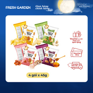  4 gói Bánh mì nướng Macchi vị Bơ tỏi Mật ong đường nâu Phô mai Pháp Caramen muối hồng 45g gói 