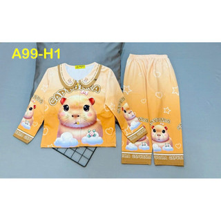 MÃ A99 SZ12-45kg BỘ PIZAMA CỔ SEN BÉ GÁI THUN LẠNH 3D