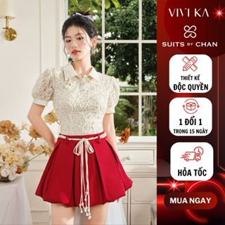 VIVI KA Áo Kiểu Nữ Rosella Top, Quần Váy Nữ Rosella Skort (tặng belt)