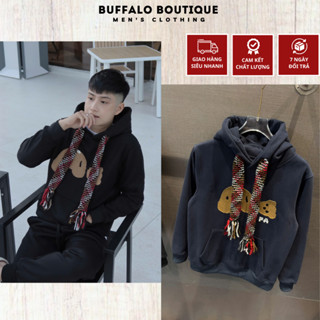  Áo Hoodie Nam Thêu Hình Gấu Nâu Siêu Chất - Áo Hoodie Nam Nữ Phối Dây Mũ Siêu Đẹp 