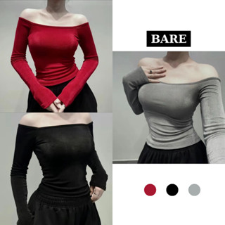 BARE_Áo Trễ Vai Nữ Thun Nhũ Dài Tay Có Lớp Lót Ngực - Áo Thun Dài Tay Co Dãn Ôm Gọn Body Cho Nữ_A473