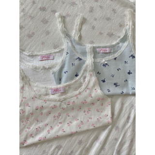 FLOWER TOPS| Áo 2 dây nữ mặc nhà viền ren hoạ tiết hoa nhí dễ thương chất vải mềm mát thoải mái