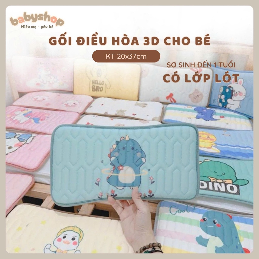 Gối điều hòa 3D cho bé lớp lưới thoáng khí êm ái mềm mại phù hợp từ sơ sinh đến 1 tuổi kích thước 20x37cm