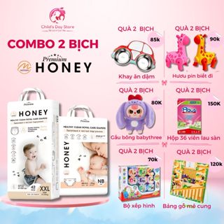 [ COMBO 2 BỊCH CHỌN QUÀ ] Tã Bỉm Honey Premium Bản Cải Tiến Siêu Mềm Mịn, Thấm Hút 1200ml, Đủ Size Dán/Quần