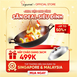 Chảo gang đúc công nghệ mới La gourmet NitriganTM 32cm lòng sâu 4.5L - 347688, dùng được bếp từ, an toàn sức khỏe