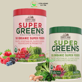 Bột uống rau củ country farm - thành phần từ rau củ quả organic hữu cơ hàng mỹ.