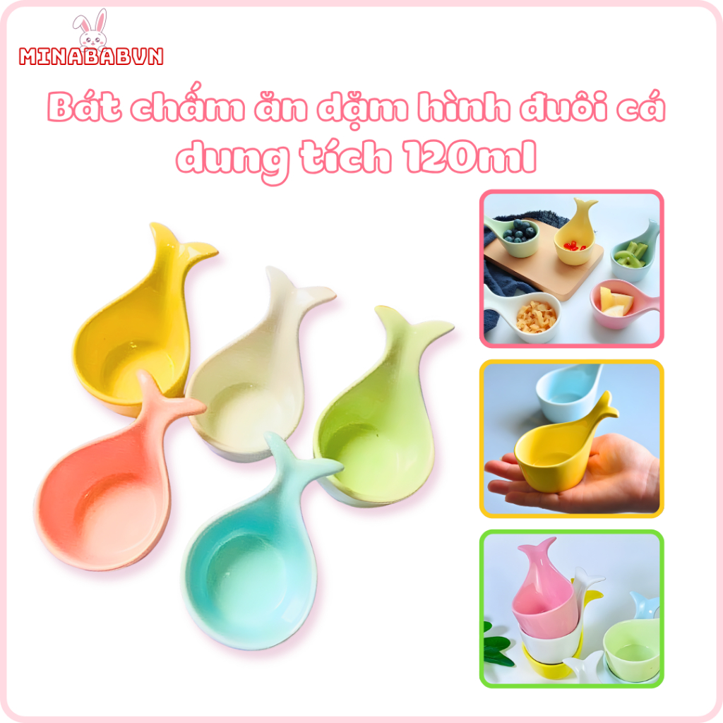 Bát Ăn Dặm Đuôi Cá Bằng Sứ An Toàn Cho Bé Yêu kiểu Nhật 120ml Bát Chấm Sứ Cao Cấp An Toàn Đáng Yêu C