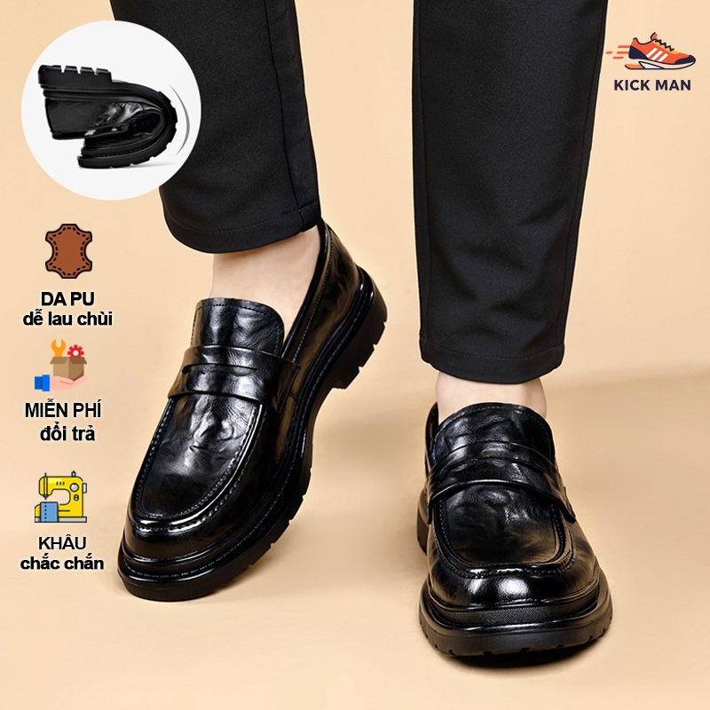 Giày đốc nam derby hottrend mềm đế cao, giày da KICK MAN, shose penny loafer chunky derby mẫu mới, giày lười, giày oxfor