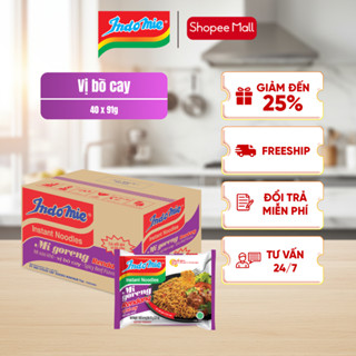 Mì Trộn Indomie Vị Bò Cay 91g x Thùng 40 Gói [Date 12/2025]