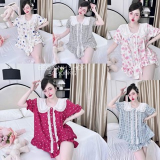  Đồ Bộ - Đồ Ngủ Quần Áo Đùi Lụa Nhật Phối Ren Tiểu Thư Pijama Bigsize 50-100kg Bộ Ngủ Nữ Nhung Lịch Women - A.5047 