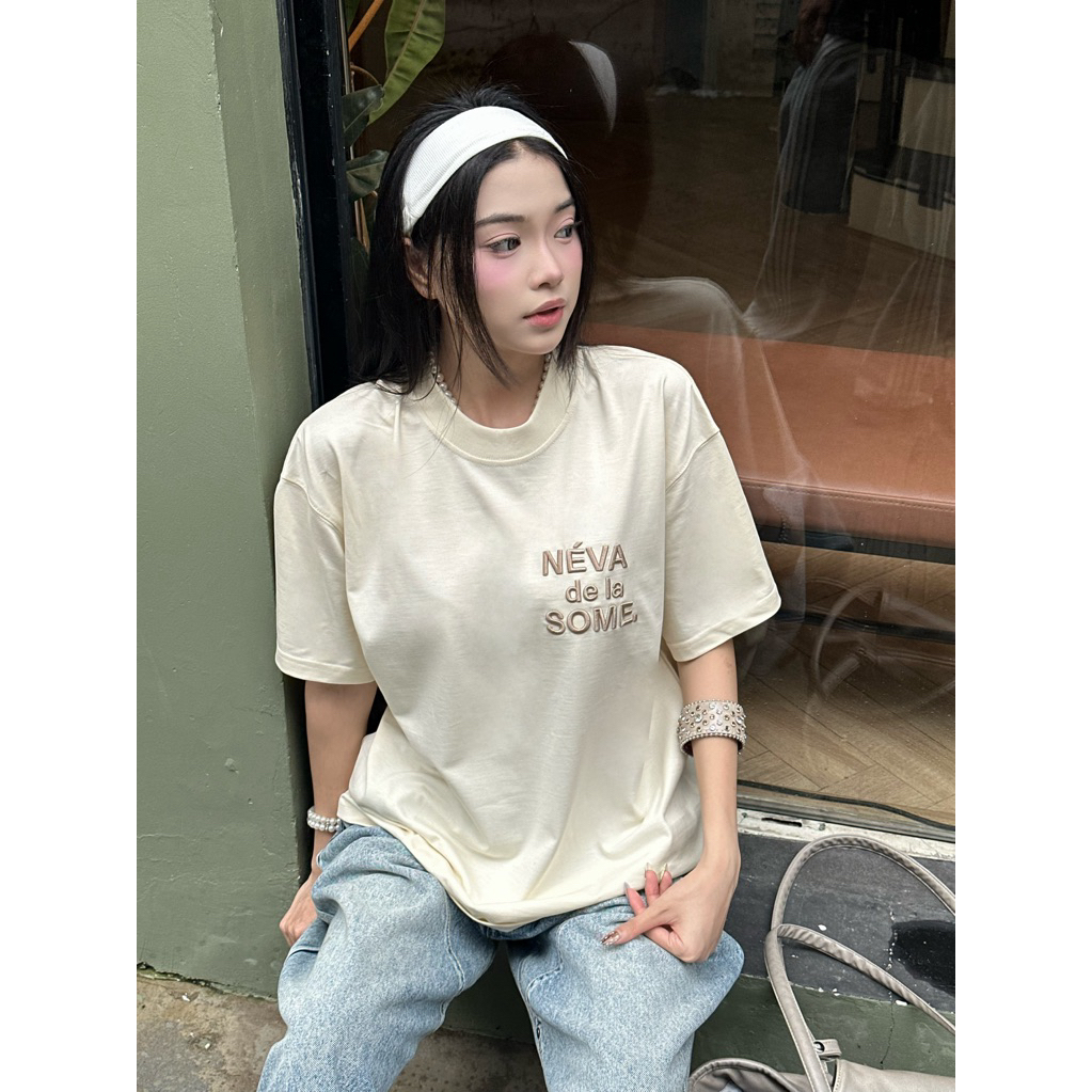 Áo Thun Boxy Néva dela Some Thêu Nổi Cotton 250gsm Local Brand NEVASOME Tay Lỡ Form Boxy Rộng Nam Nữ | BigBuy360 - bigbuy360.vn