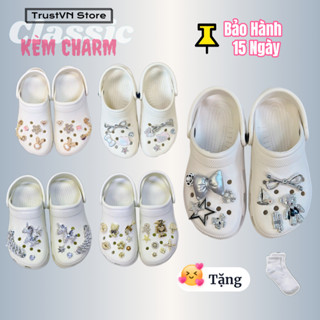  Sục Cross Clog Clasic  KÈM CHAM Theo Chủ Đề Như Hình + VỚ  Dép đúc nguyên khối nam nữ đế cao 3 cm êm nhẹ 