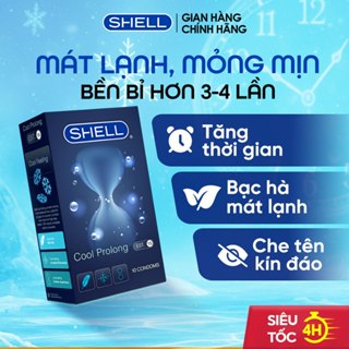 Bao Cao Su Shell Cool Prolong Kéo Dài Thời Gian, Bạc Hà Mát Lạnh - Hộp 10 Cái
