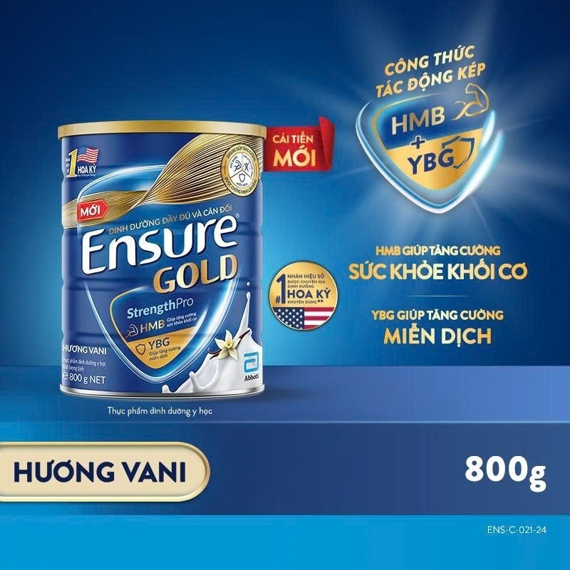 Combo 3 Lon Sữa bột Ensure Gold Abbott hương vani 800g