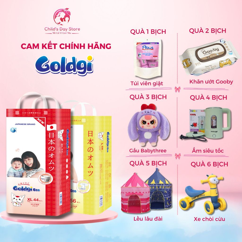 Quà tặng Goldgi Eco cho mẹ và bé. Lưu ý quà tặng theo banner ảnh từng sản phẩm. Childs day store