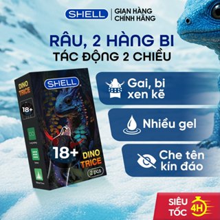 Bao cao su Shell Dino Trice - 1 bao gai, 2 hàng bi + 1 bao Shell Performax (Hộp 2 cái) | SHELL CHÍNH HÃNG
