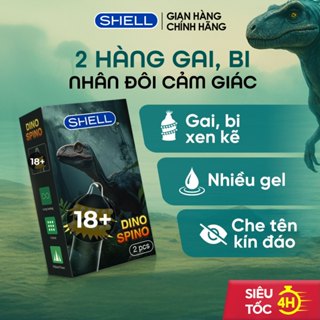 Bao cao su Shell Dino Spino - 1 bao 2 hàng gai, bi nổi lớn + 1 bao Shell Performax (Hộp 2 cái) | SHELL CHÍNH HÃNG