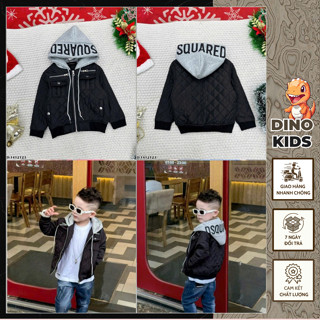  Áo Khoác Bé Trai DSQ Trần Bông Mũ Nỉ In Chữ Siêu Đẹp - Áo Khoác Bé Trai DSQ Trần Bông Cao Cấp 