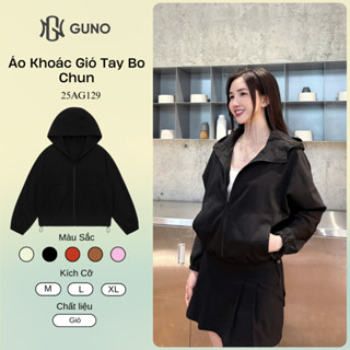 Áo Khoác Gió Thu Đông Nữ GUNO 1 Lớp Dày Dặn Có Mũ Trùm Đầu Chống Gió Cao Cấp 25AG129