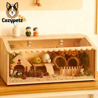  Lồng gỗ mặt mica cho Hamster Guinea Pig  bọ ú chuột lang  thỏ sóc chinchilla bò sát Gà Rutin 