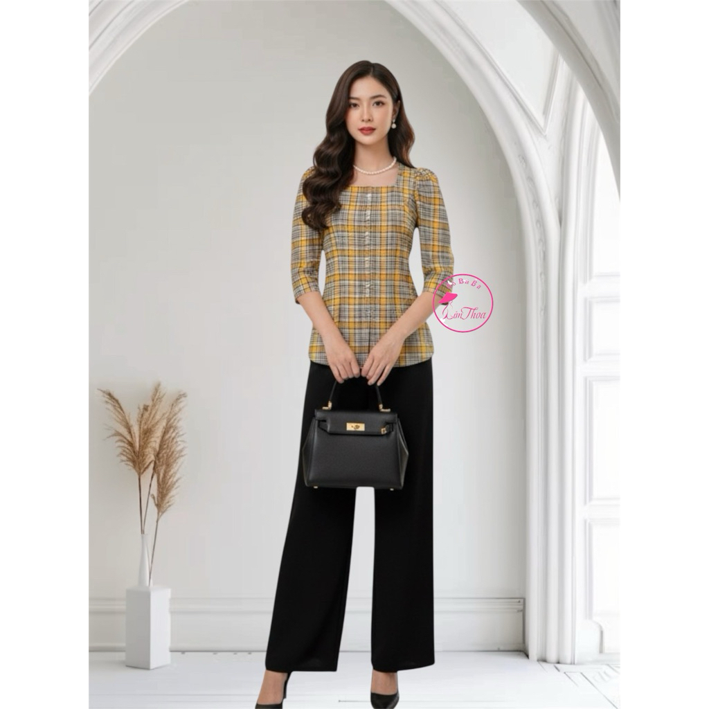 Áo bà ba bông cổ vuông tay phồng(áo lẻ Ko kèm quần )