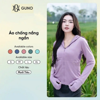  Áo chống nắng Nữ 2 lớp dáng ngắn GUNO che tay muối tiêu chống tia UV thoáng khí có mũ rộng vành 24HANU94 