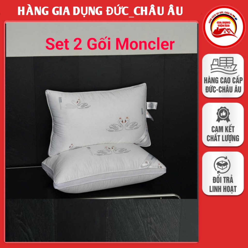 Set 2 Gối Moncler 48 × 74cm, ruột lông vũ thật sang trọng chuẩn Âu