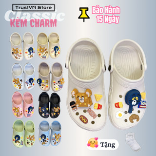  Sục clog classic ❤️Kèm Cham Giống Ảnh + Tặng Vớ ❤️ dép cross đúc nguyên khối nam nữ chống nước 