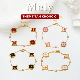 [KHÔNG ĐEN GỈ] Dây chuyền Vòng tay cỏ bốn lá nữ thép Titan mạ vàng đính đá cao cấp sang trọng TT59