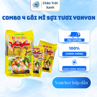   Combo 4 Bịch  Mì Ramen Yonyon Tươi - 480G - Mì Tươi Thượng Hạng Hương Xưa - Mì Không Chiên Dai Mền 