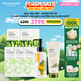 [DUY NHẤT 9-13.10]Combo Gel Tẩy Tế Bào Chết THE FACE SHOP làm sạch da 150ml + sữa rửa mặt +mask