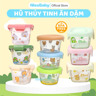  Hộp Đựng Trữ Thực Phẩm Cốc Nấu Cháo Cho Bé Bằng Thủy Tinh Nắp Dẻo Chống Rò Rỉ NiceBaby 