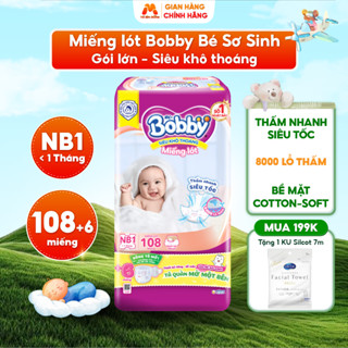 [GÓI TIẾT KIỆM] Miếng Lót Sơ Sinh BOBBY NEWBORN 1 Siêu Khô Thoáng Cho Bé Sơ Sinh 108 miếng - MC29