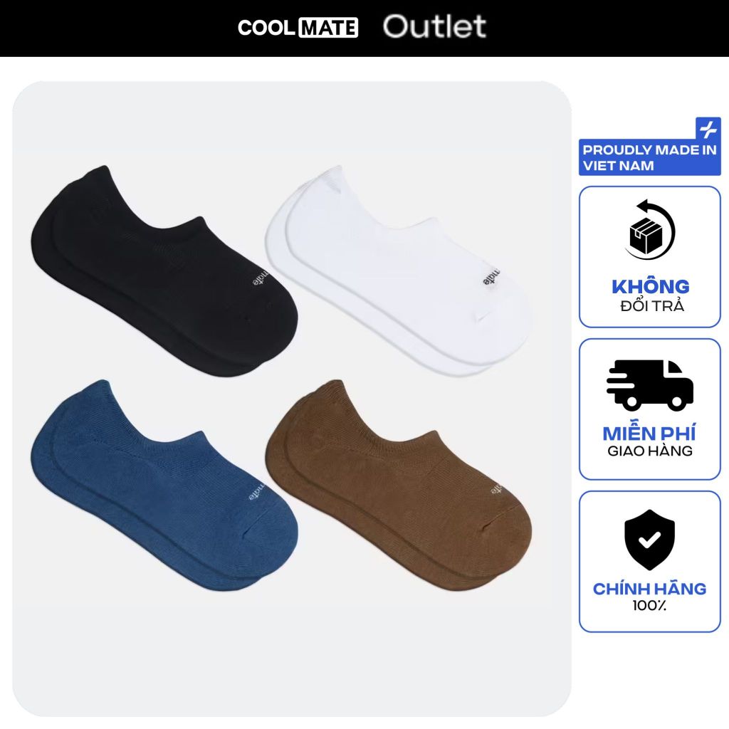 [Coolmate Outlet] Combo 4 Tất Nam Cổ lười Chống Trượt, Ôm sát