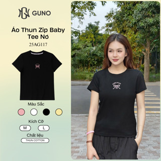 Áo Thun Nữ GUNO Cao Cấp  Trơn Màu Cotton Co Dãn Thoáng Mát Thêu Nơ Thời Trang SP5 25AG117
