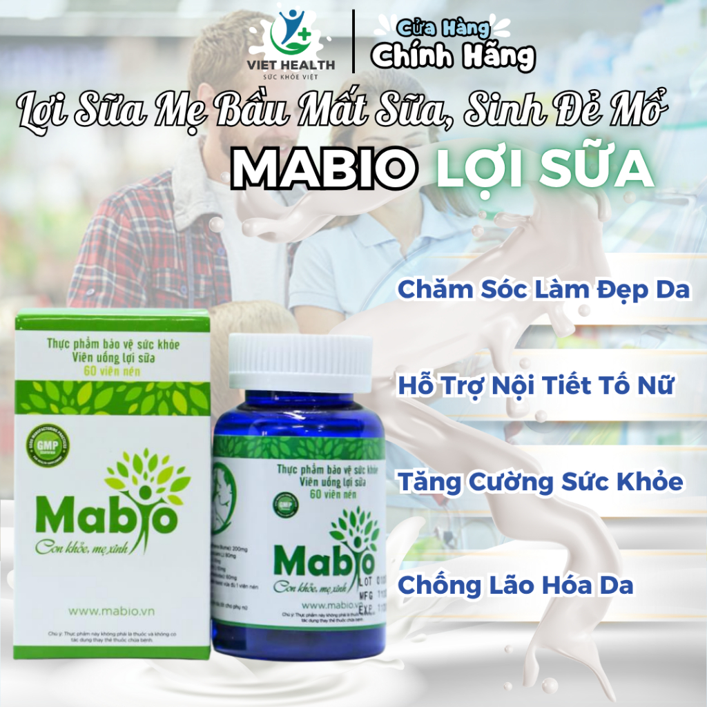 Viên Uống Lợi Sữa Mabio Lợi Sữa Cho Mẹ Sau Sinh Ít Sữa Thiếu Sữa Tắc Tia Sữa Chính hãng Japa Kids