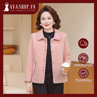  Áo Khoác Nhung Giả Lông Chồn Dáng Ngắn Thời Trang Nữ Trung Niên AD52 - Hàng Quảng Châu Cao Cấp 