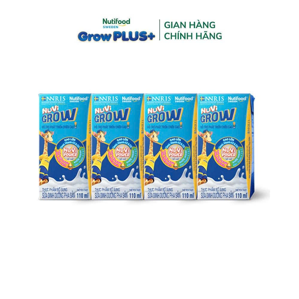 Lốc 4h sữa bột pha sẵn Nuvi grow 110ml