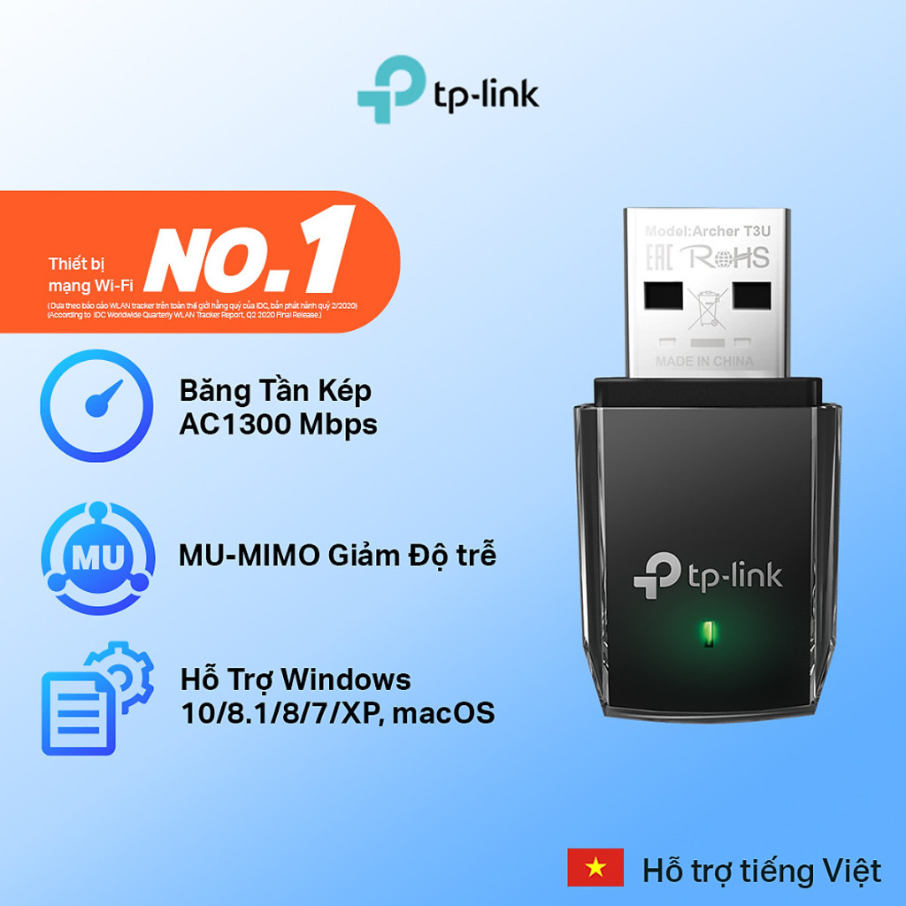 USB Thu Wi-Fi MU-MIMO Mini AC1300 - TP-LINK Archer T3U