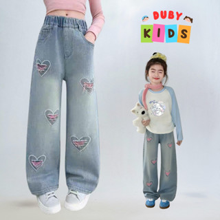  Quần Jeans Bé Gái Dubykids Thêu Tim Rách Ma0393 Sợi Màu Thiết Kế Họa Tiết Sinh Động Cho Bé Từ 9 Tuổi  16-45kg  